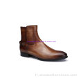 Chaussures de bottes confortables en cuir à glissière pour hommes